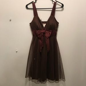 Speechless | Brown/Gold Glitter Formal Dress